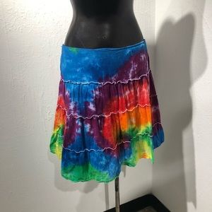 Tie Dye Rainbow Copper Key Skirt Sz 11 Upcycle LGBTQ Short Super Cute!!